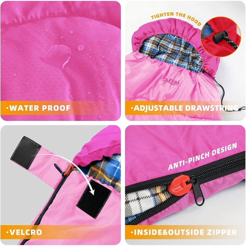 Kanyak Camping Sleeping Bag, 32℉ Sleeping Bags for Adults Kids Teens Cold Weather Warm Sleeping Bag Winter for 3-4 Season Camping, Camping Gear Equipment, Traveling, and Outdoors - Image 3